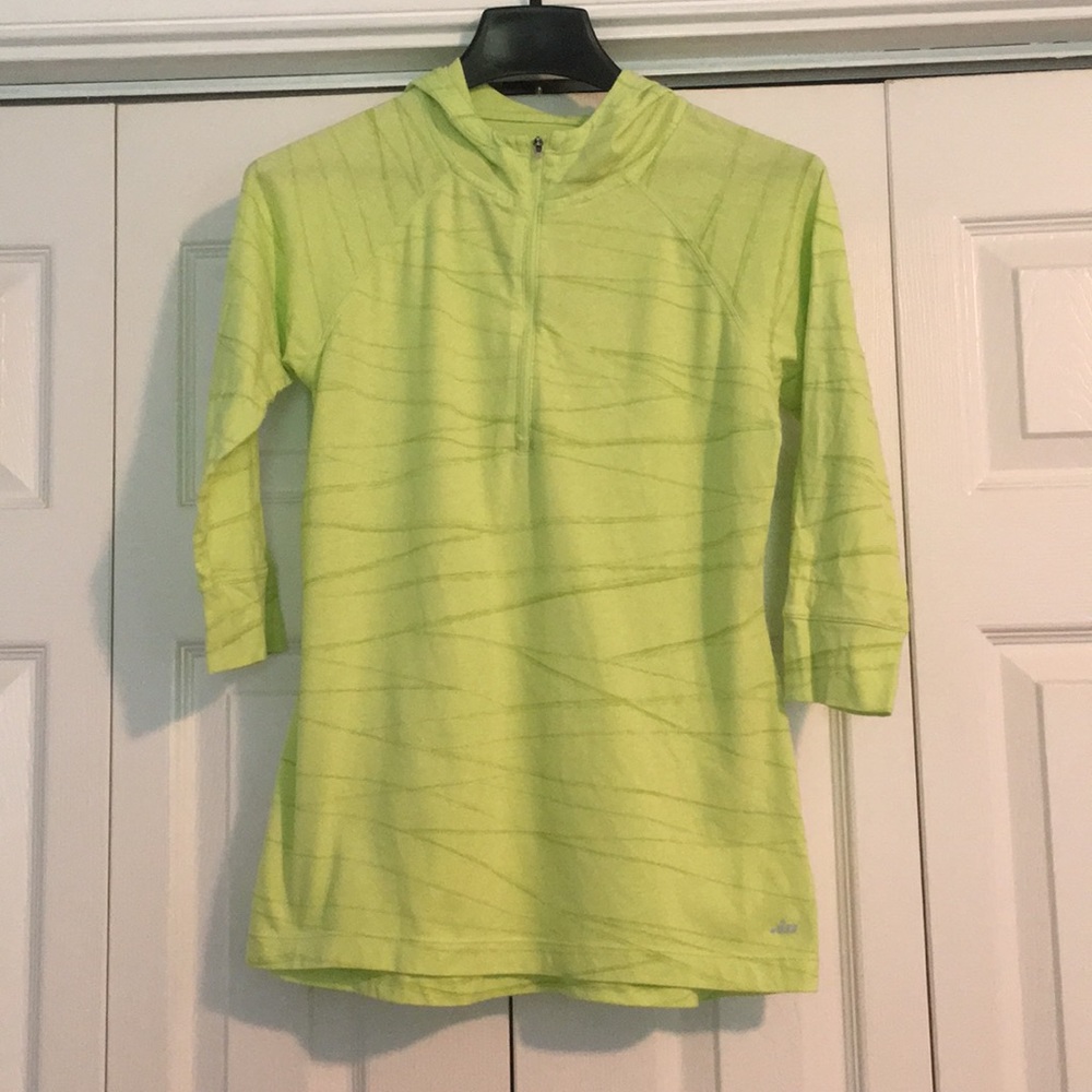 Green quarter zip, quarter sleeve cotton hoodie